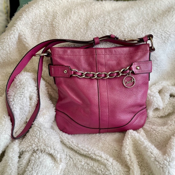 Coach Pink Chain Duffle Convertible Leather Crossbody Bag - Picture 1 of 6